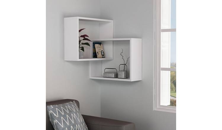 Decortie Ring Corner Particleboard Floating Wall Shelf - White
