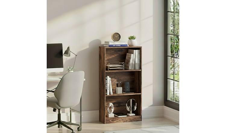 Vida Designs Cambridge 3 Tier Medium Freestanding Bookcase - Dark Wood