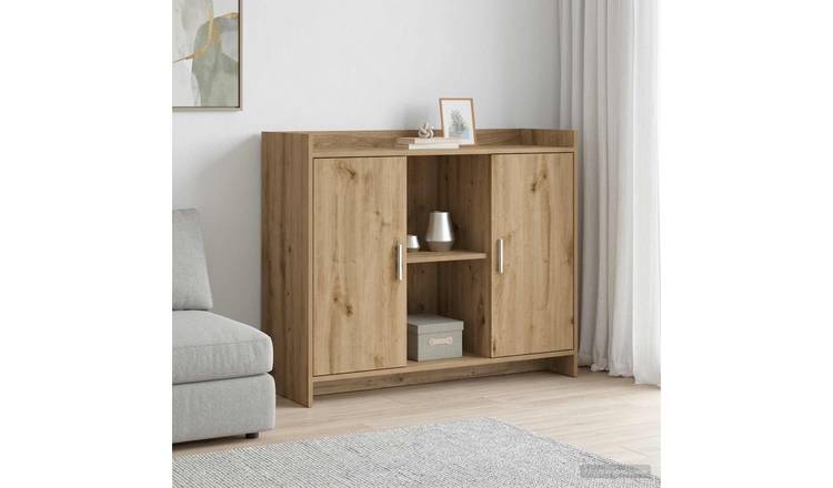 Walplus 2 Door Rectangular Sideboard Open Shelf - Brown - 98.5 x 33 x 80 cm