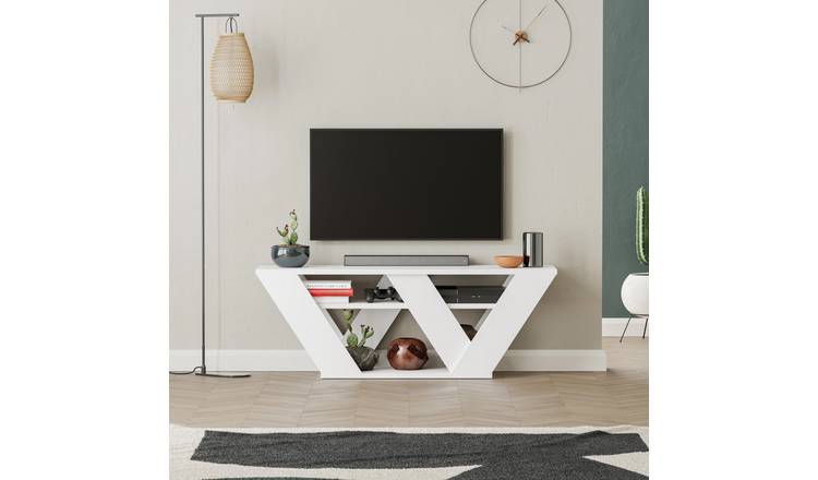 Decortie Pipralla Particleboard TV Stand - White