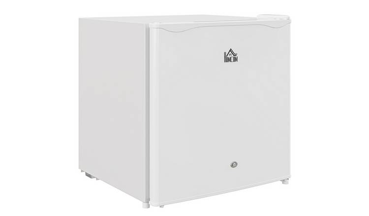 HOMCOM 46L Table Top Mini Fridge with Lock Ice Box & Reversible Door - White