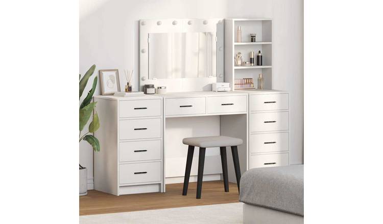 Walplus Pack of 3 Engineered Wood Dressing Table - White - 78.5 x 41 x 135 cm