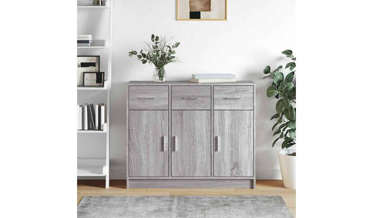 Walplus Engineered Wood Sideboard - Grey Sonoma - 91 x 28 x 75 cm