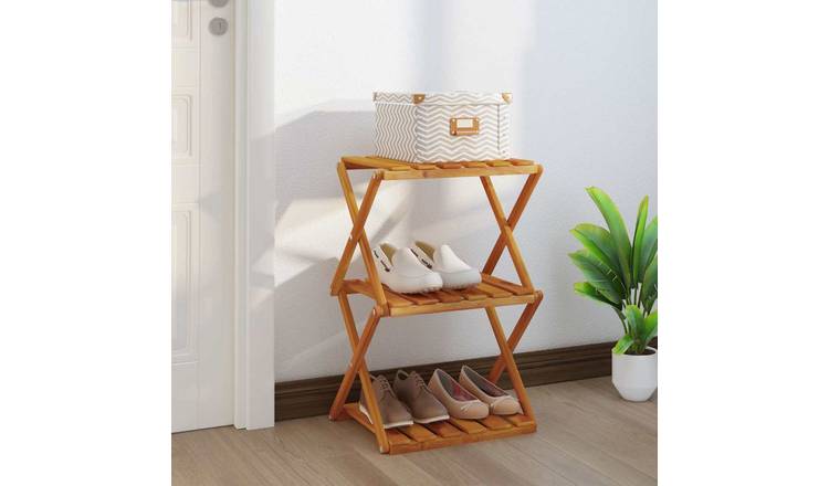 Walplus 3 Tier Solid Wood Wall Shelf - Brown - 43 x 31 x 63 cm