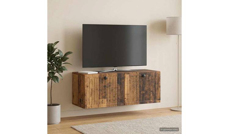 Walplus Engineered Wood Wall Mounted TV Cabinet - Old Wood - 78.5 x 31 x 30 cm