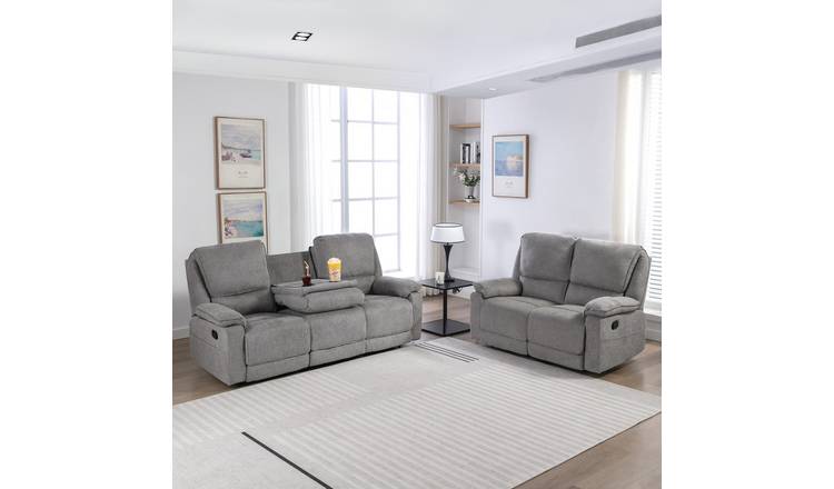 Furniture Online Sydney Manual Recliner Linen 2+3 Seater Sofa Set - Grey