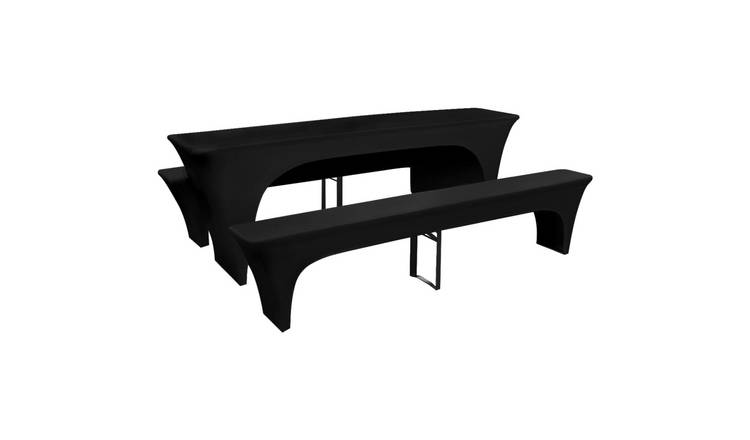 Walplus Slipcovers for Beer Table and Benches Stretch - Black - 220 x 70 x 80 cm