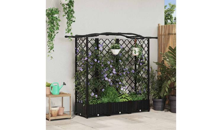 Walplus Polypropylene Raised Garden Bed - Black - 163 x 40 x 126 cm
