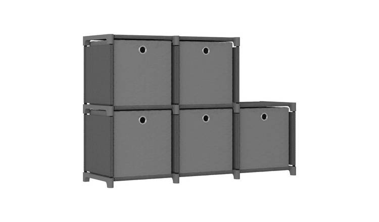 Walplus 5 Compartment Steel Display Shelf - Grey - 103 x 30 x 72.5 cm
