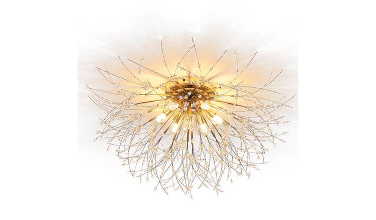 Living and Home Sputnik Crystal Flush Ceiling Light - Gold