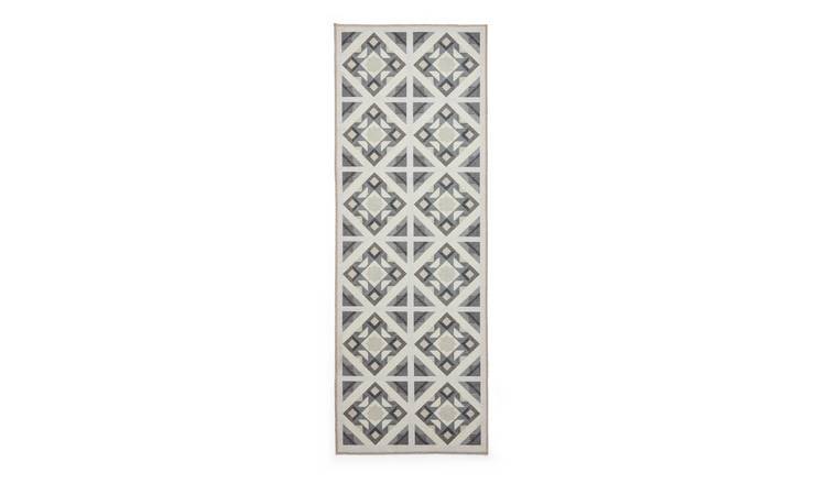 Mega Flooring Grey Modern Geometric Runner - 76 x 230cm