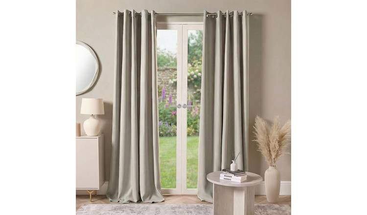 OHS Essentials Plain Eyelet Blackout Curtains 168 x 229cm - Silver