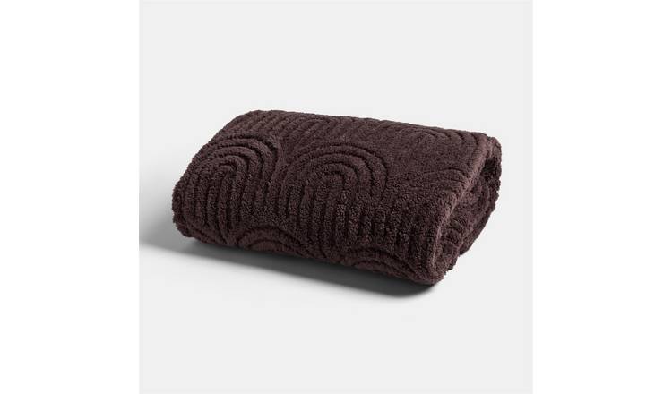 OHS Tufted Arches Teddy Fleece Throw - 180 x 200cm - Coffee
