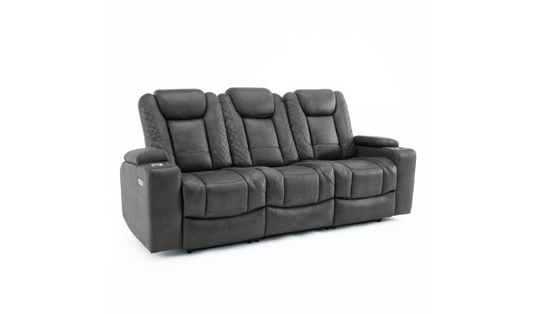 Furniture Online Ashton Electric Recliner 3 Seater Fabric Sofa – Grey