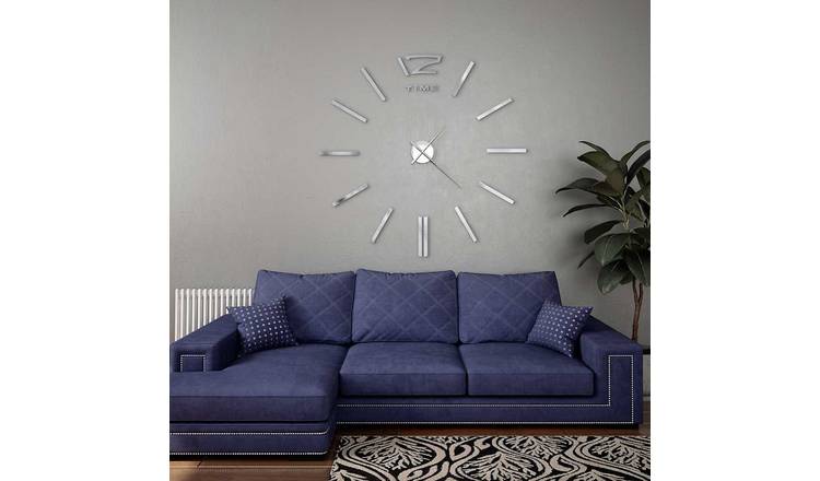 Walplus XXL 3D DIY Wall Clock - Silver