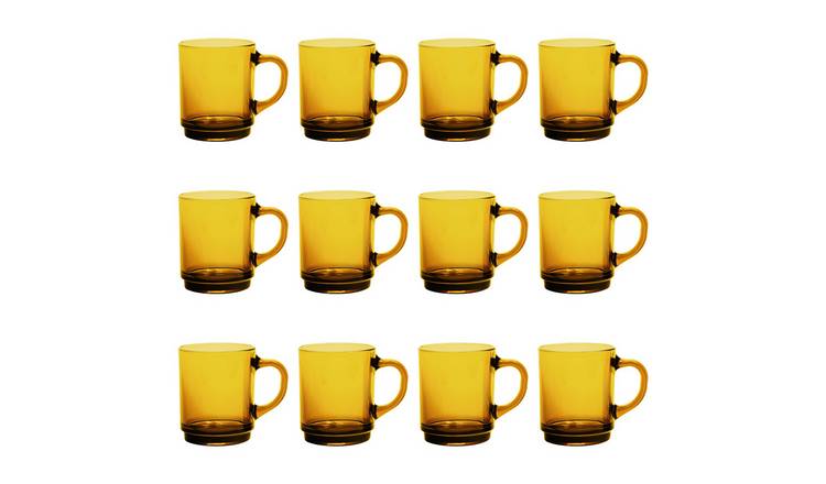 Duralex Versailles 260ml Glass Coffee Mugs Pack of 12 - Yellow