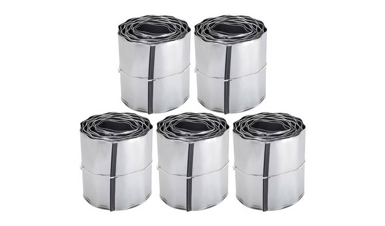 Primrose Galvanised Metal Garden Lawn 10m Rolls Border Edging Roll - Silver 50m