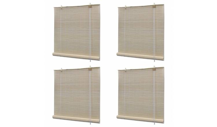 Walplus Pack of 4 Bamboo Roller Blind - Natural - 120 x 160 cm