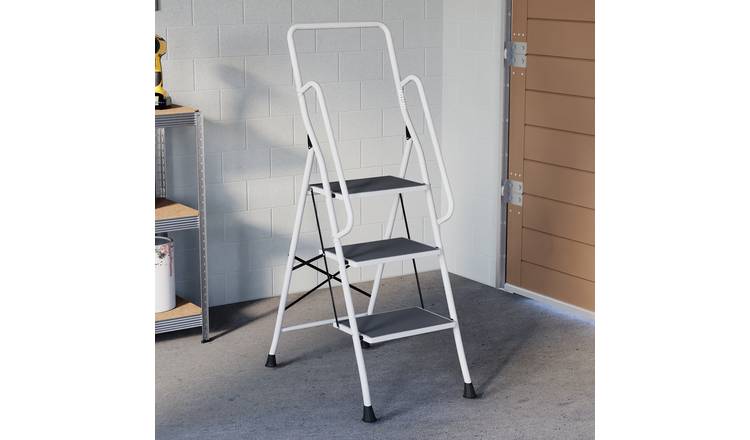 Home Vida 3 Step Ladder With Handrail - White
