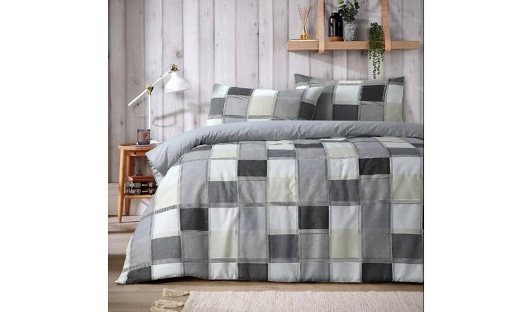 New Edge Blinds Glencoe Check Grey Duvet Set - Single