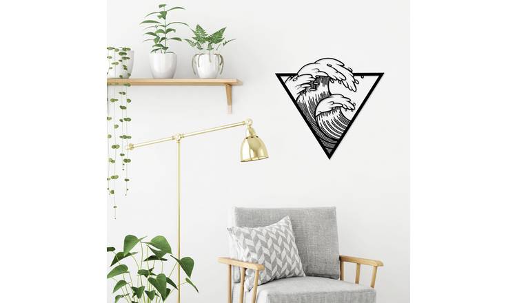 Decortie Metal Wall Art Dalga Metal Hanging Wall Art - Black
