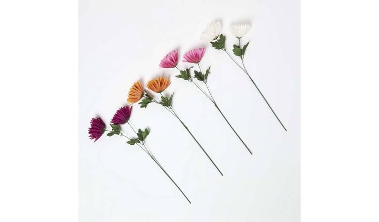 Homescapes Artificial Chrysanthemum Stems Set of 4 - Multicoloured