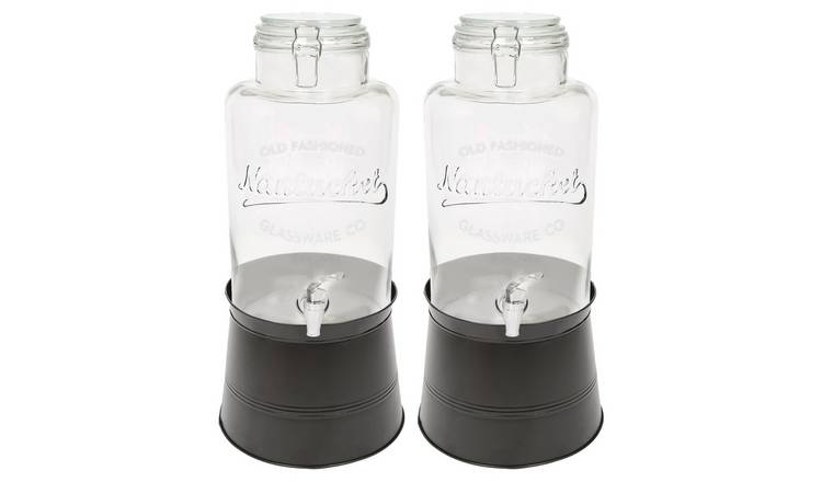 Rink Drink Glass Drinks Dispensers & Black Bucket Stand - Pack of 2 - 8.7L