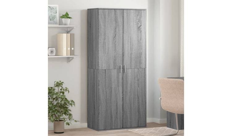 Walplus Engineered Wood Shoe Cabinet - Grey Sonoma - 80 x 39 x 178 cm