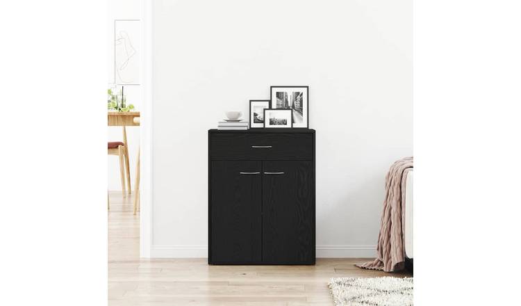 Walplus Engineered Wood Sideboard - Black Oak - 60 x 30 x 75 cm