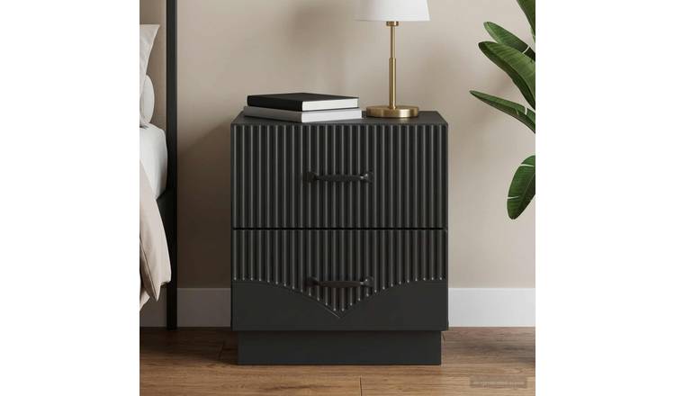 Walplus Engineered Wood Bedside Cabinet - Black - 43 x 34.5 x 44.5 cm