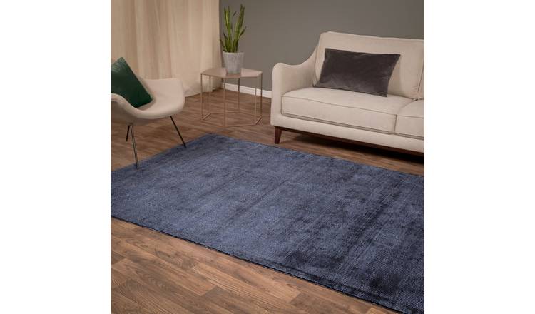 Mega Flooring Blue Handmade Plain Rug - 120 x 170cm