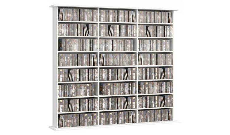 HOMCOM 24 Compartments 594 Blu ray Media Storage Shelf - White