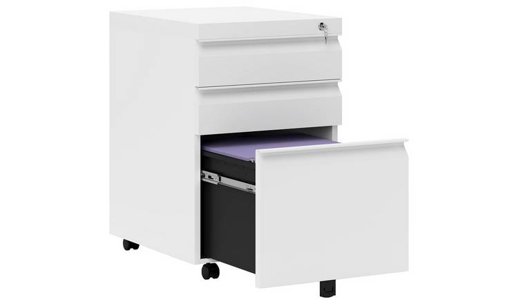 Vinsetto 3 Drawer Mobile Metal File Cabinet - White