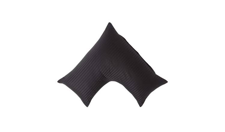 Homescapes Egyptian Cotton Satin Stripe V Shaped Pillowcase - Black