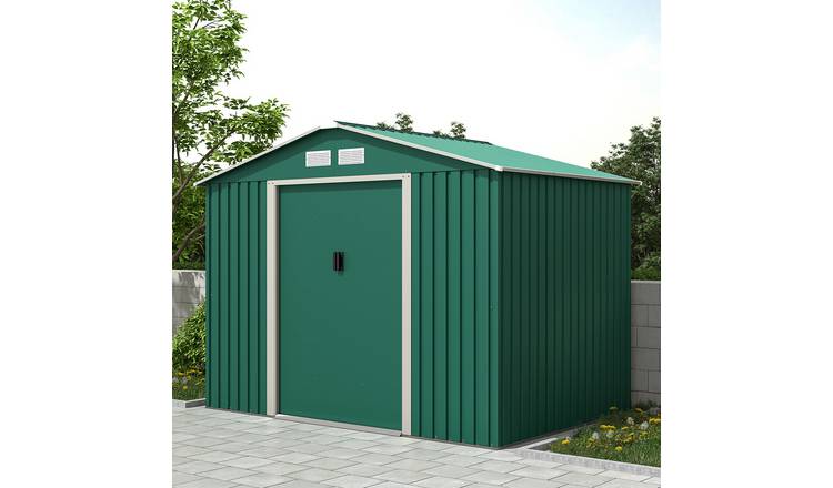 Charles Bentley 8ft x 6ft Metal Zinc Floor Frame Garden Storage Shed - Green