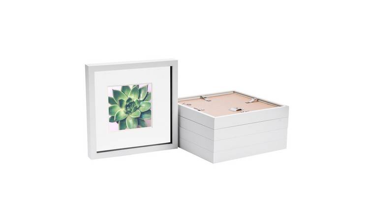 Nicola Spring 3D Box Photo Frames - 10 x 10" with Mount - Set of 5 - White