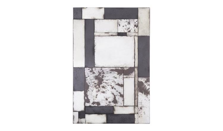 Orsina Riza Mosaic Asymmetric Wall Mirror – Black and Silver
