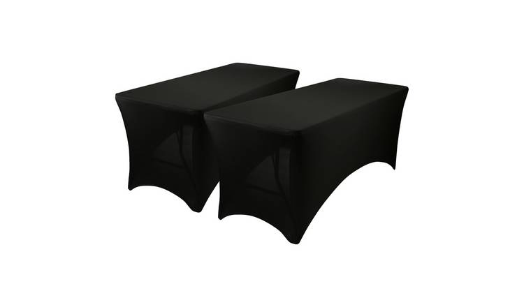 Harbour Housewares 2x Rectangular Spandex Fitted Tablecloths - Black