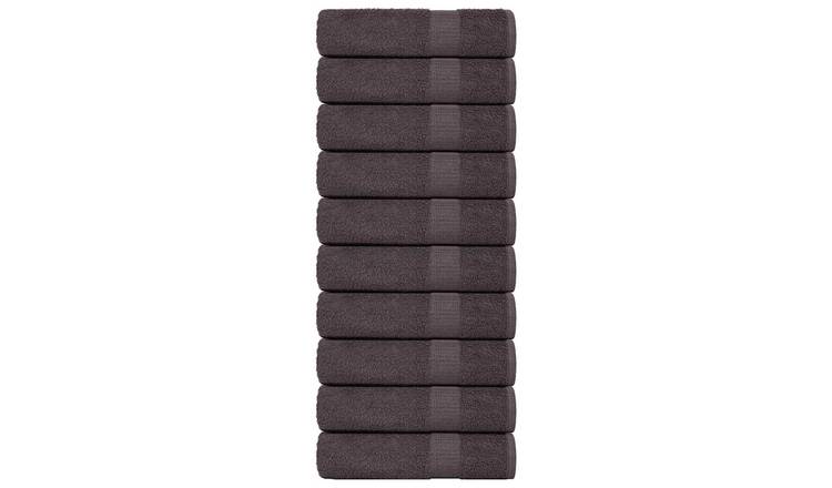Walplus Pack of 10 Bath Towels - Anthracite - 100 x 150 cm