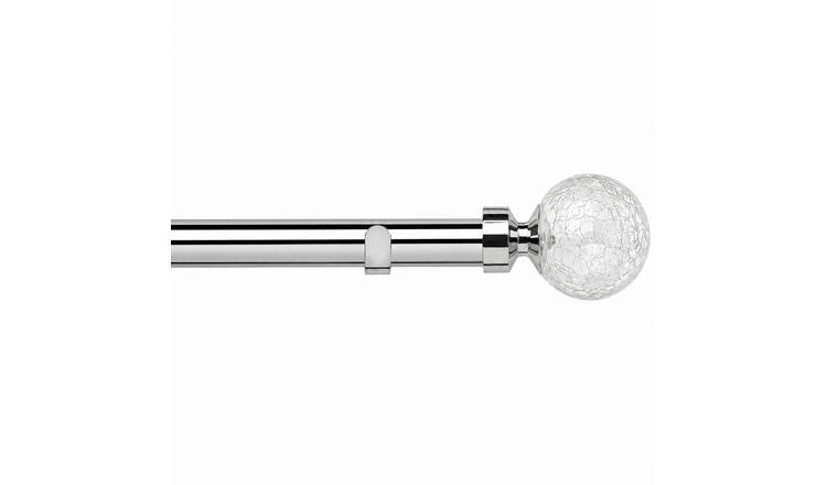 New Edge Blinds 28mm Chrome Crash Fixed Eyelet Curtain Pole - 140cm