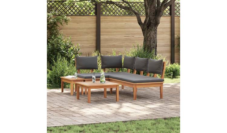 Walplus 4 Piece Metal Garden Sofa Set - Brown and Grey - 60 x 60 x 30 cm