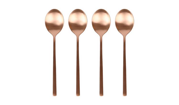 Argon Tableware Stainless Steel Dessert Spoons - Copper - Pack of 4