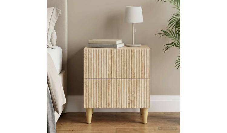 Walplus Engineered Wood Bedside Cabinet - Sonoma Oak - 43 x 34.5 x 48 cm