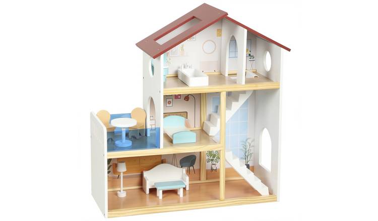 AIYAPLAY Age 3 Years Plus 3 Storey 5 Room 11 Accessory MDF Dolls House – White