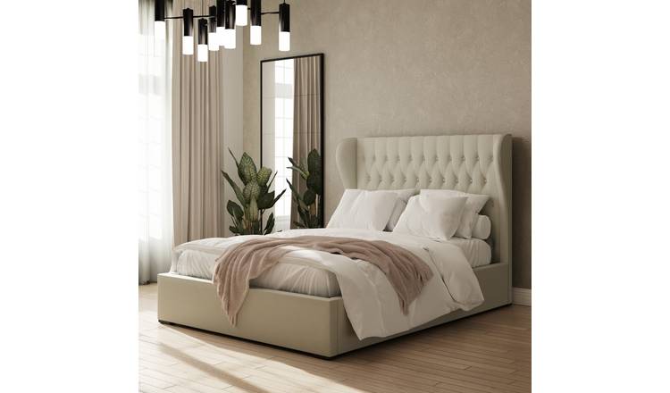 GFW Dakota Double Chenille End Lift Ottoman Bed - Natural