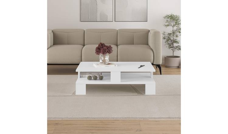 Decortie Mansu Melamine Particleboard Coffee Table - White