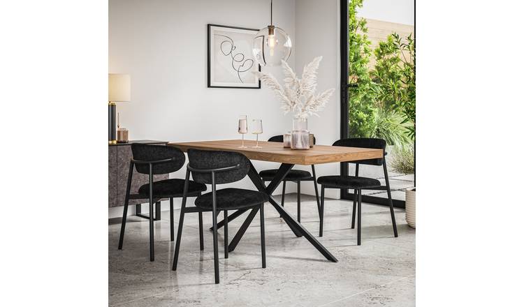 Furniture Online Donni Oak Effect Dining Table & 6 Myla Black Chairs