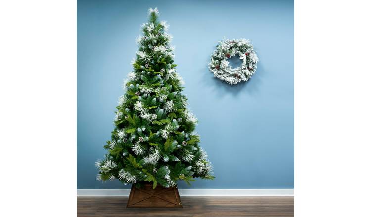 Christmas Tree World 8ft Snowy Scots Pine Christmas Tree