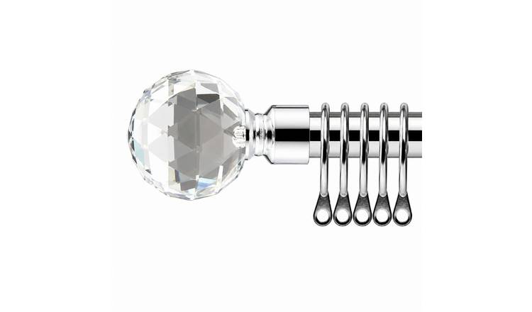 New Edge Blinds 16-19mm Chrome Cristalla Extendable Curtain Pole - 160cm - 300cm