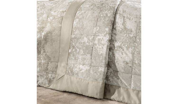Catherine Lansfield Crushed Velvet Bedspread 220 x 220cm - Natural